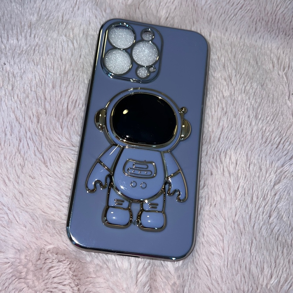 Blue astronaut with gold trim iPhone 12/13 case